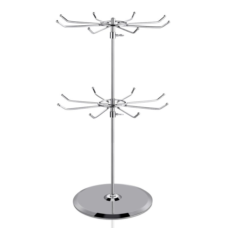 APL Display Adjustable (Tier Heights Only) CounterTop Spinner Display Stand, Medium Duty 2-Tiers, Silver - Image 1